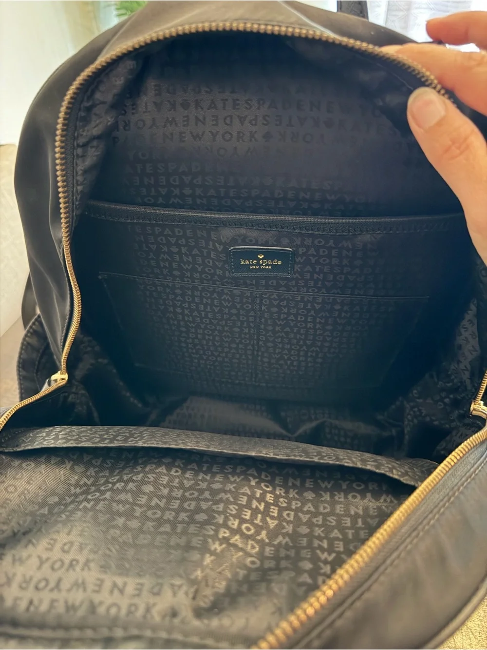 kate spade Black Nylon Backpack with Gold Hardware